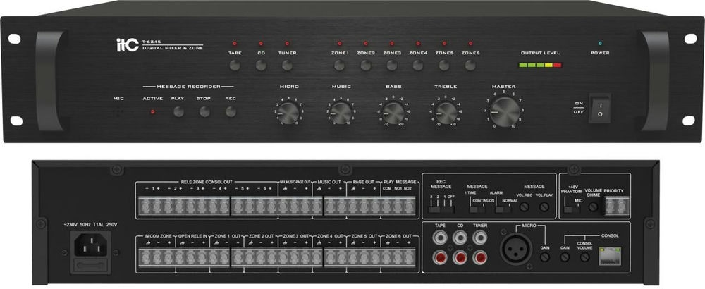 Bộ chọn 6 vùng loa và ghi âm ITC T-6245 | TOA