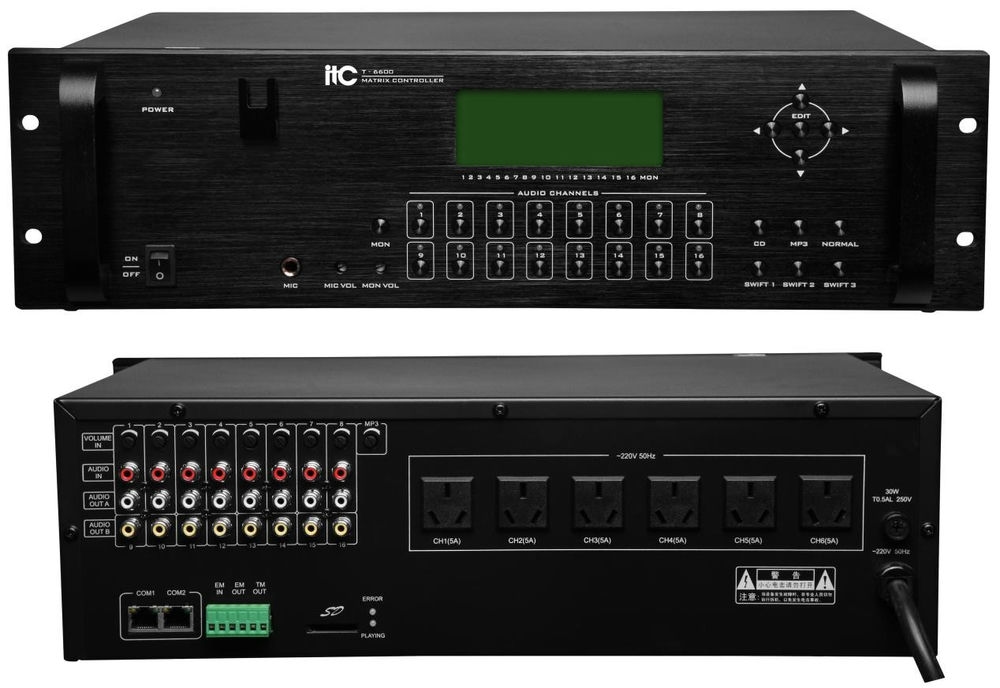 Bộ ma trận chia vùng ITC T-6600 hỗ trợ 8 vào 16 ra | TOA