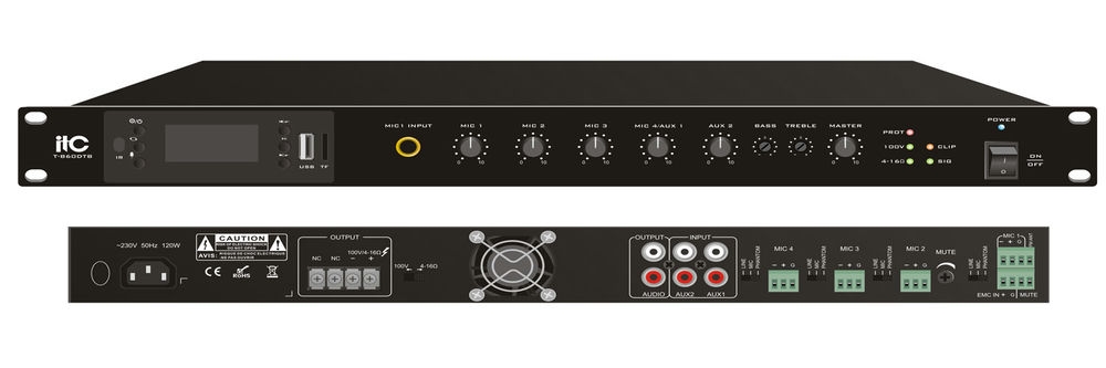 Amply ITC T-B60DTB liền Mixer công suất 60W với MP3, Tuner, Bluetooth | TOA