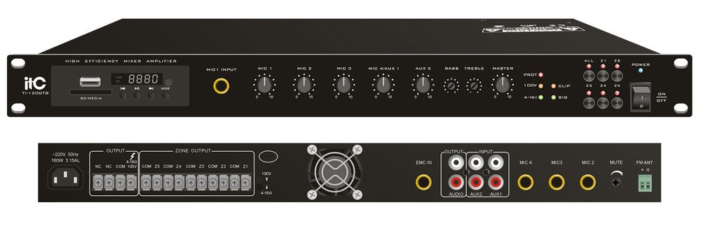 Amply ITC 5 vùng TI-240DTB, phát nhạc MP3, FM, Bluettooth, công suất 240W | Sản phẩm chính hãng