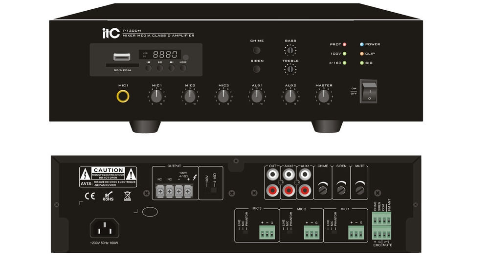 Amply số liền Mixer ITC T-120DM 120W MP3, Bluetooth phát nhạc | Sản phẩm chính hãng