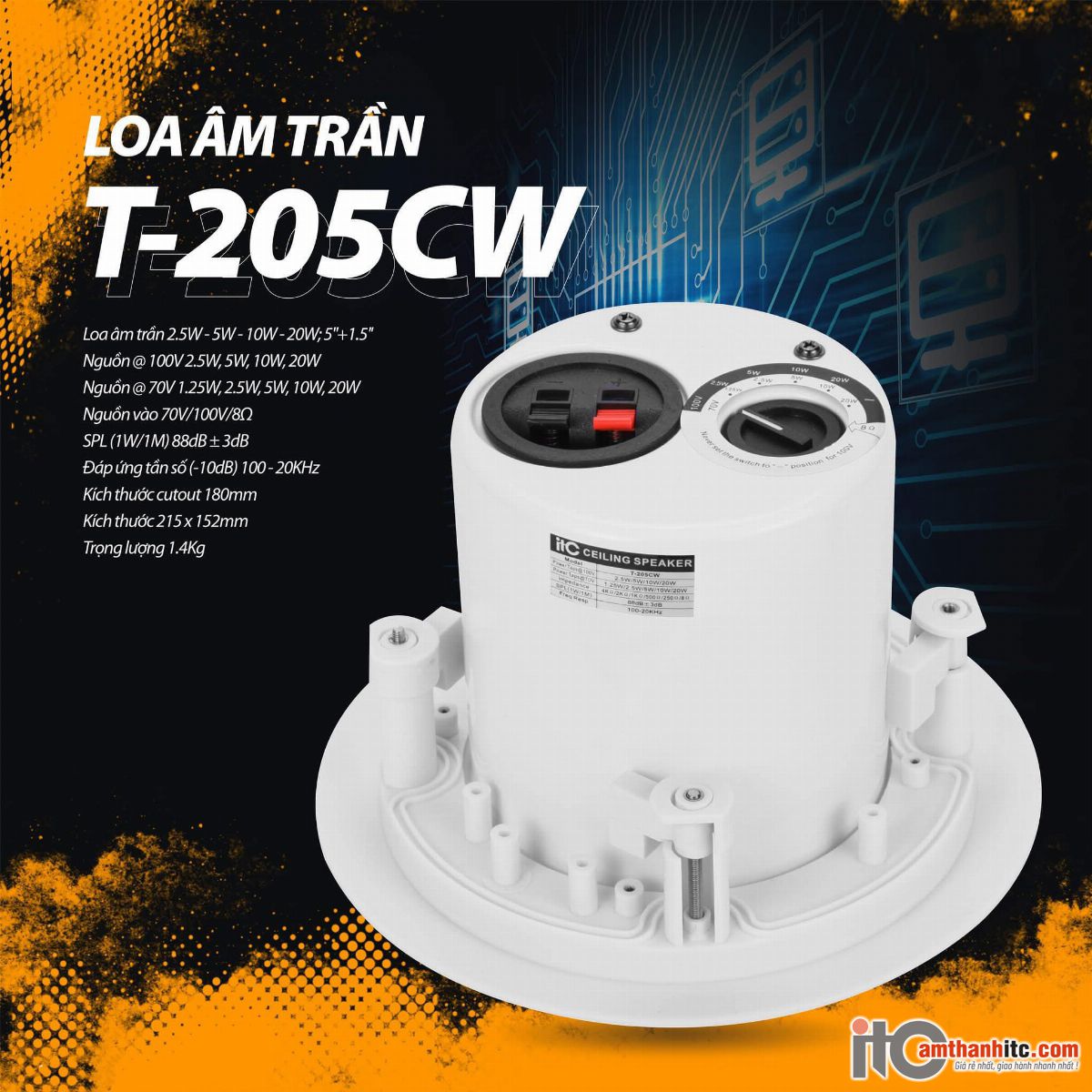 Đặc điểm loa đồng trục âm trần ITC T-205CW - Mặt sau